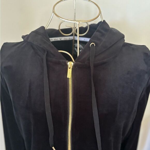 White Mark black velour zip up hoodie with gold zipper L - Picture 11 of 12